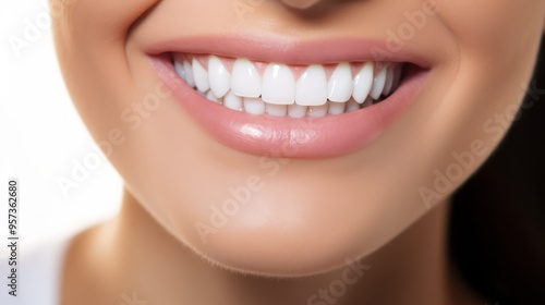 Beautiful female smile after teeth whitening procedure. Dental care. Dentistry concept. Neural network ai generated art