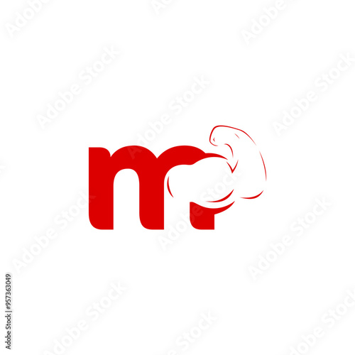 A combination logo between fitness hands with letters, numbers, alphabet, initials with a red base color for business purposes and others