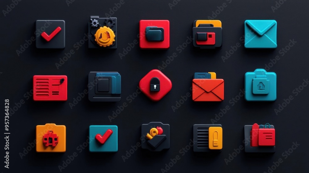 An intricate and animated set of icons that represents the different types of file formats An intricate and animated set of icons that represents the different types of file formats