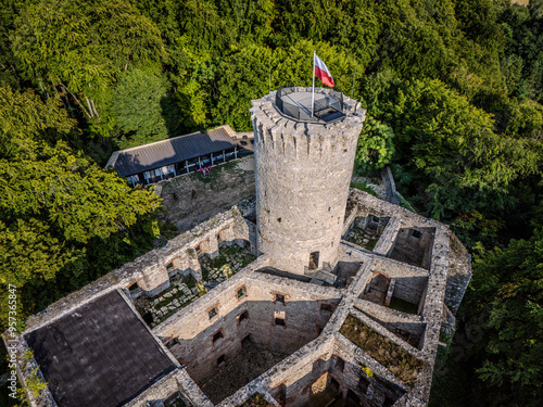 Lipowiec Castle in Babice, aerial shot photo