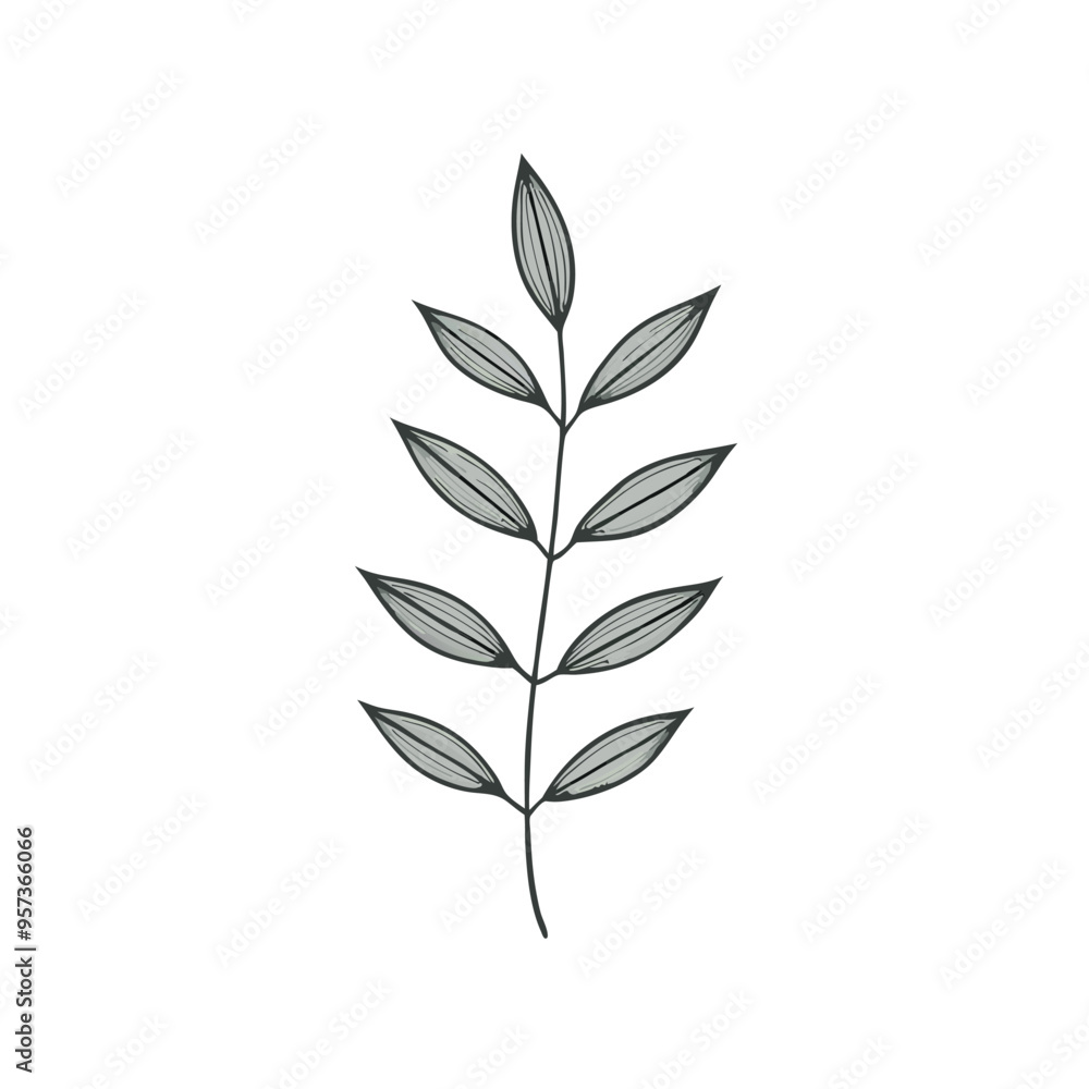 Set of hand tree branches with leaves, vector silhouette, isolated white background Set of hand tree branches with leaves, vector silhouette, isolated white background