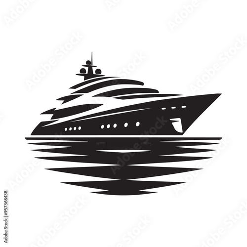 Premium Superyacht Silhouette Vector Illustrations for Luxurious Designs photo