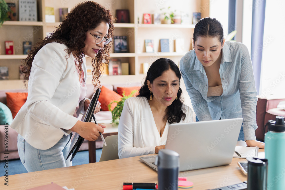 Women working in a team. Women working in a team.