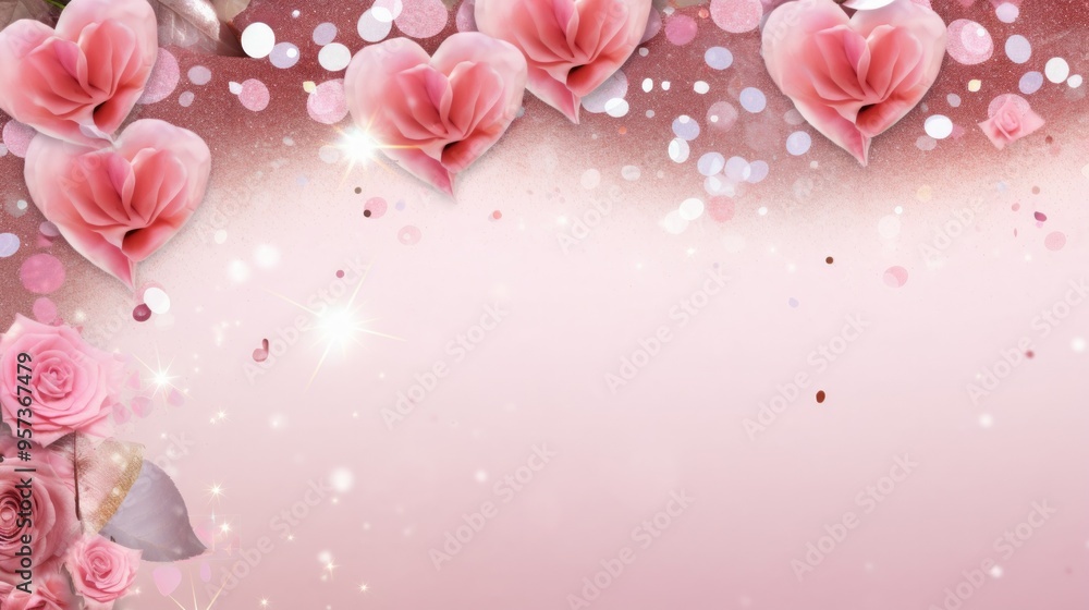 Blurred pink space background with roses and sparks of pink color. Neural network ai generated art Blurred pink space background with roses and sparks of pink color. Neural network ai generated art