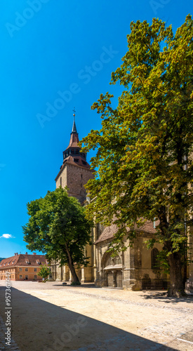 The Black Church (Biserica Neagră), built by German Saxons in the Middle Ages in Brașov, Transylvania, Romania photo