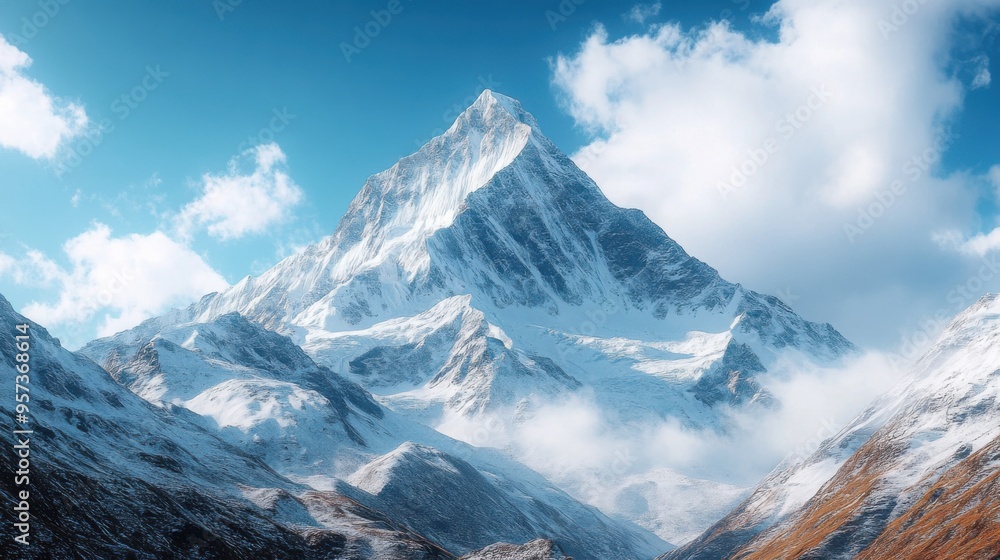 Obraz premium Majestic mountain peak covered in snow
