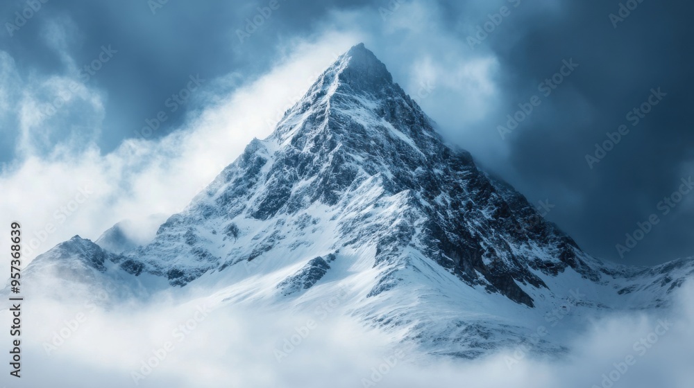Majestic mountain peak covered in snow Majestic mountain peak covered in snow