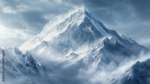 Wallpaper Mural Majestic mountain peak covered in snow Torontodigital.ca