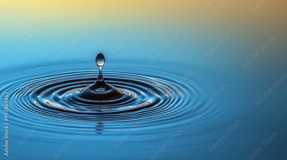 single water droplet creating ripples on a calm water surface, symbolizing tranquility, purity, and the ripple effect of a single action or thought single water droplet creating ripples on a calm water surface, symbolizing tranquility, purity, and the ripple effect of a single action or thought