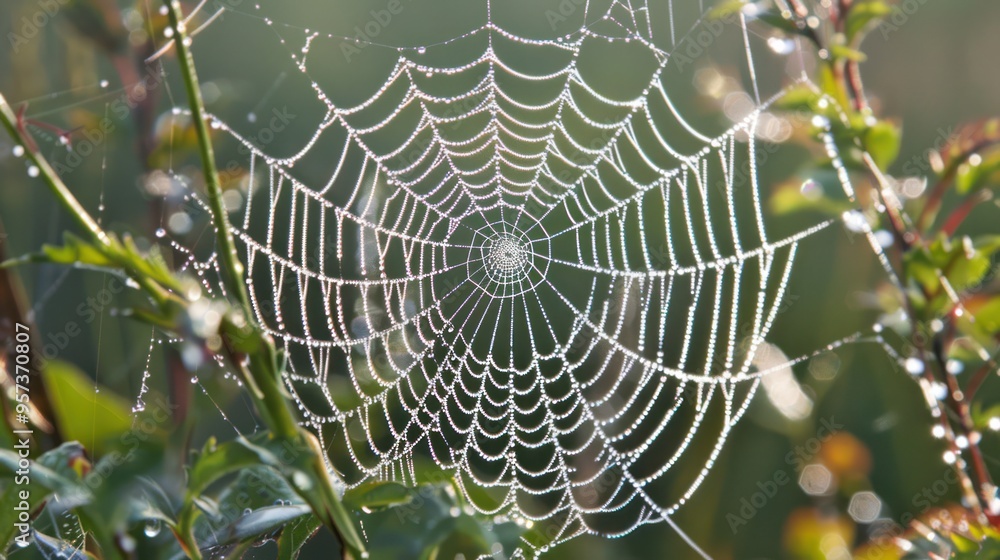 Dew-Covered Spiderweb