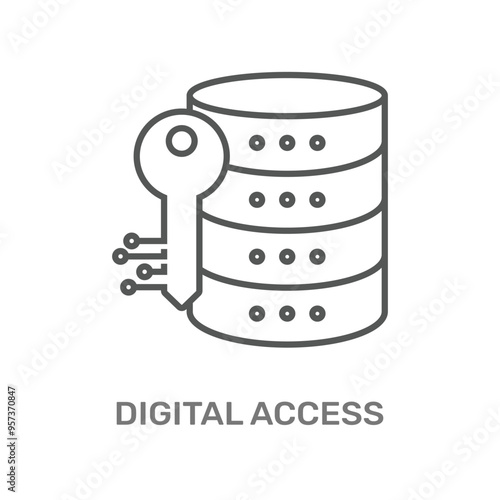 Icon representing digital access to secured data storage, emphasizing on both access and protection