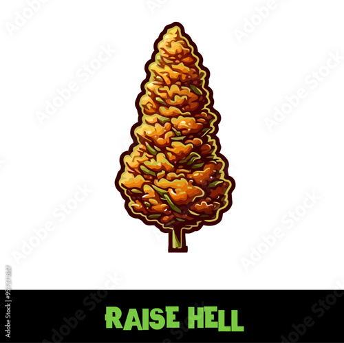 Vector Illustrated Raise Hell Cannabis Bud Strain Cartoon