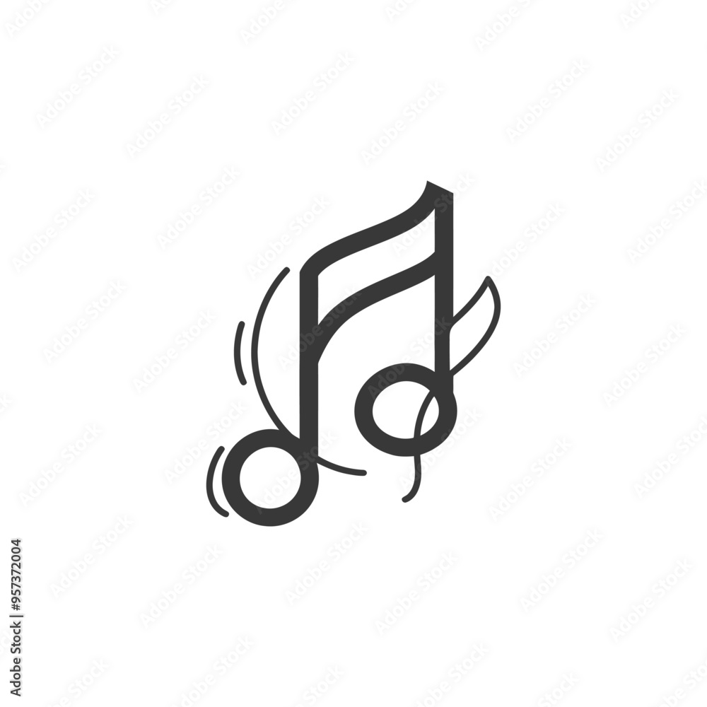 Naklejka premium A stylized musical note with swirls