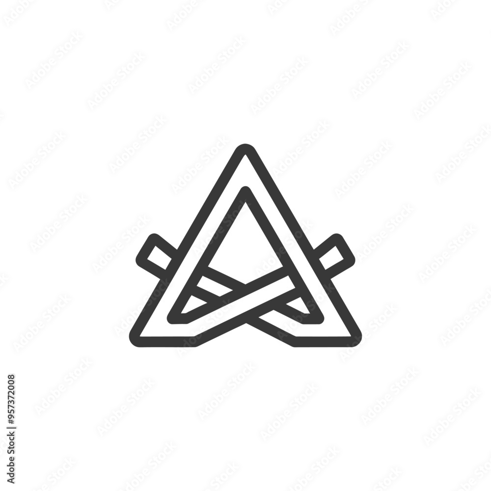 A stylized line drawing of a campfire A stylized line drawing of a campfire