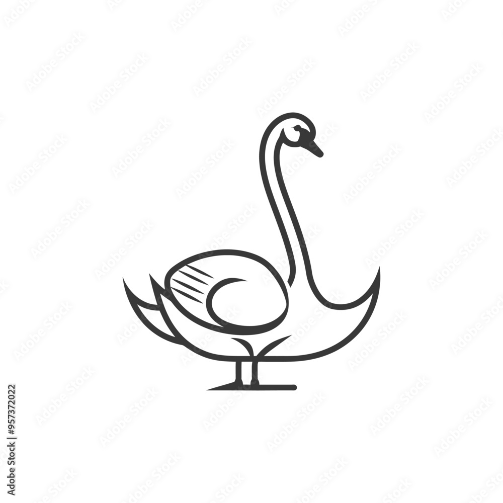 A stylized outline drawing of a swan in profile A stylized outline drawing of a swan in profile