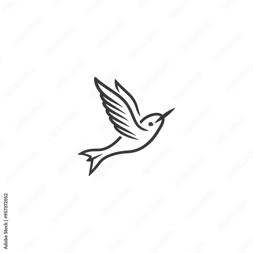 A stylized outline of a hummingbird in flight A stylized outline of a hummingbird in flight