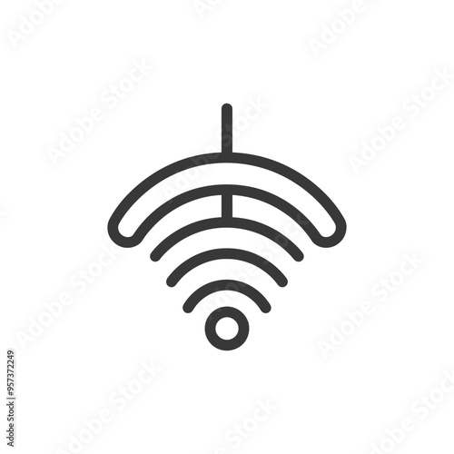 A wifi icon with a hanger above the waves