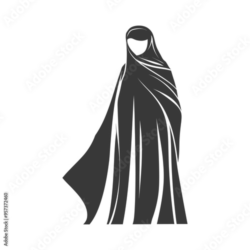 A woman wearing a black abaya and headscarf