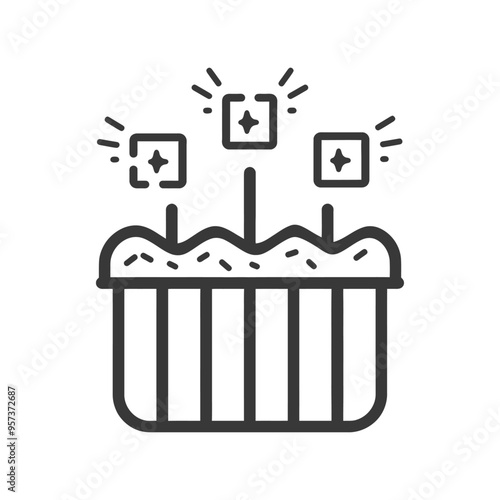 Black and White Line Drawing of a Hot Tub with Three Lights on Top