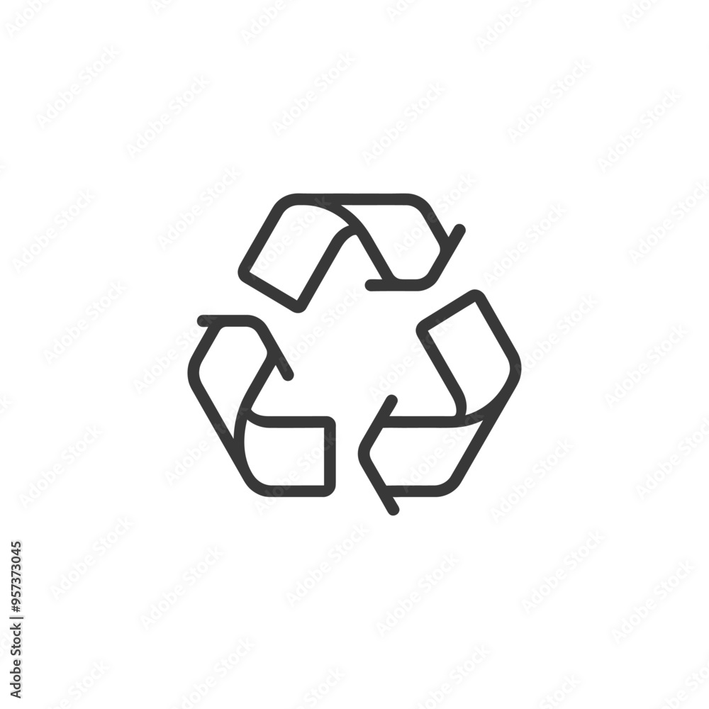 Black and White Line Drawing of a Recycle Symbol Black and White Line Drawing of a Recycle Symbol
