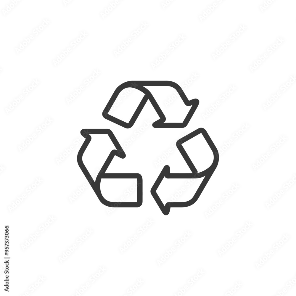 Black and White Line Drawing of a Recycling Symbol Black and White Line Drawing of a Recycling Symbol