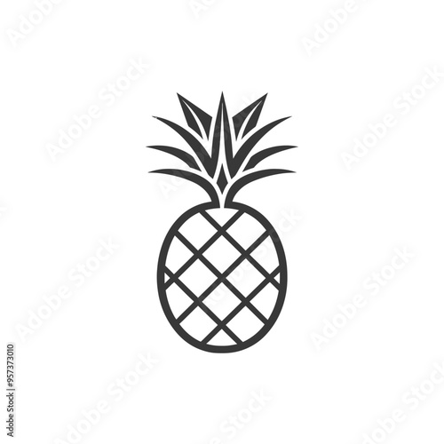 Black and White Line Drawing of a Pineapple