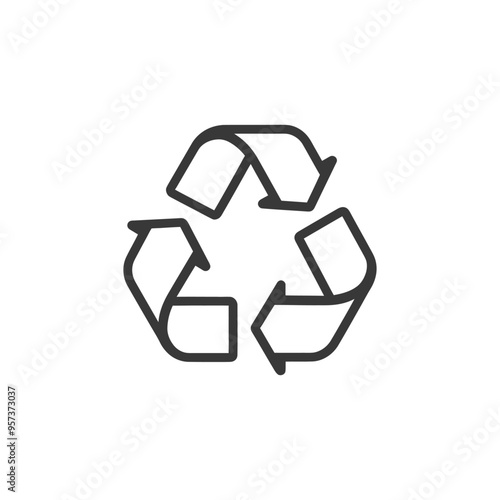 Black and white line drawing of a recycle symbol