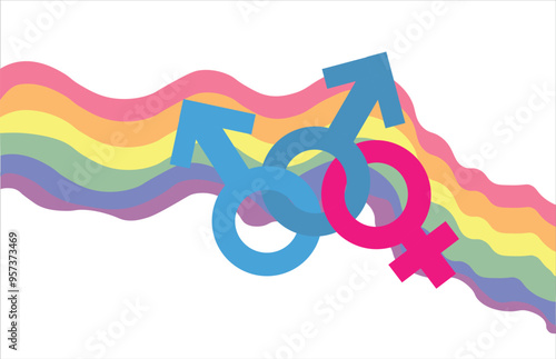 lgbt gender sign. Love between different people, love between the same sexes of people. Rainbow. Love between different numbers of people