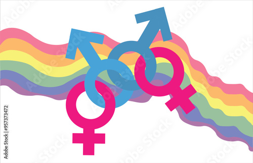 lgbt gender sign. Love between different people, love between the same sexes of people. Rainbow. Love between different numbers of people