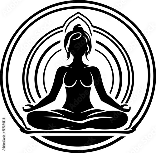 Silhouette of a person or women doing yoga 