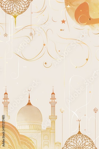 Asian islamic indian style pattern background gold lining