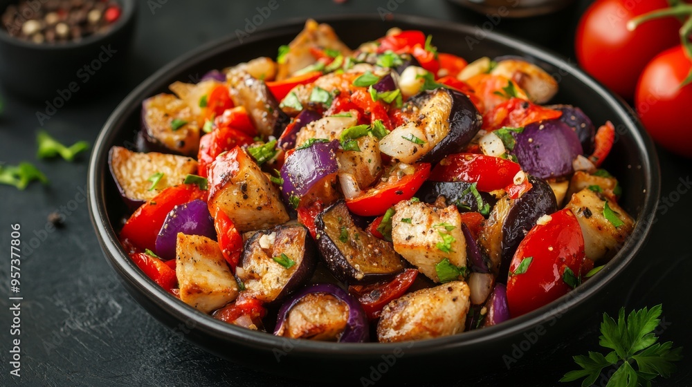 Hungarian national cuisine: Eggplant salad in Hungarian. Hungarian national cuisine: Eggplant salad in Hungarian.
