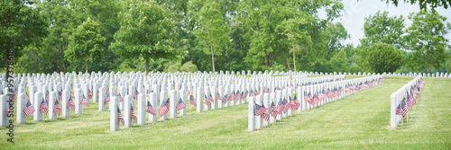 Flags displayed at the graves of  deceased American Soldiers