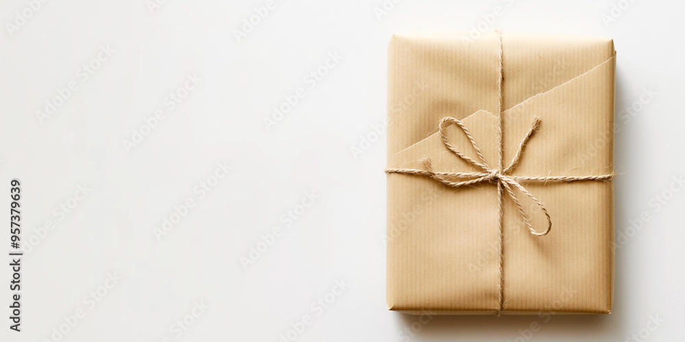 Minimalist Gift Wrap: Craft paper, white background Minimalist Gift Wrap: Craft paper, white background