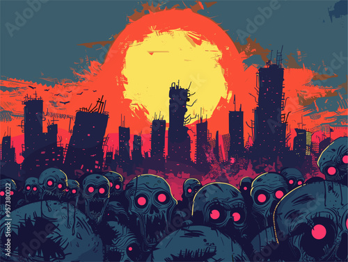 Zombie Horde Unleashes Terror Upon City: A Battle for Survival and Resilience Amidst Chaotic Darkness.