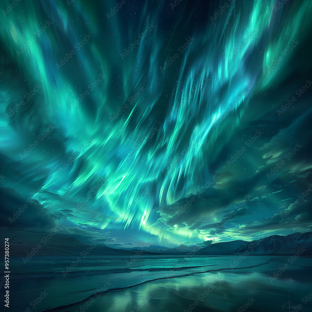 Northern lights sky, Aurora Borealis Northern lights sky, Aurora Borealis