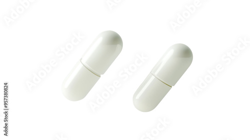 capsules on transparent white background