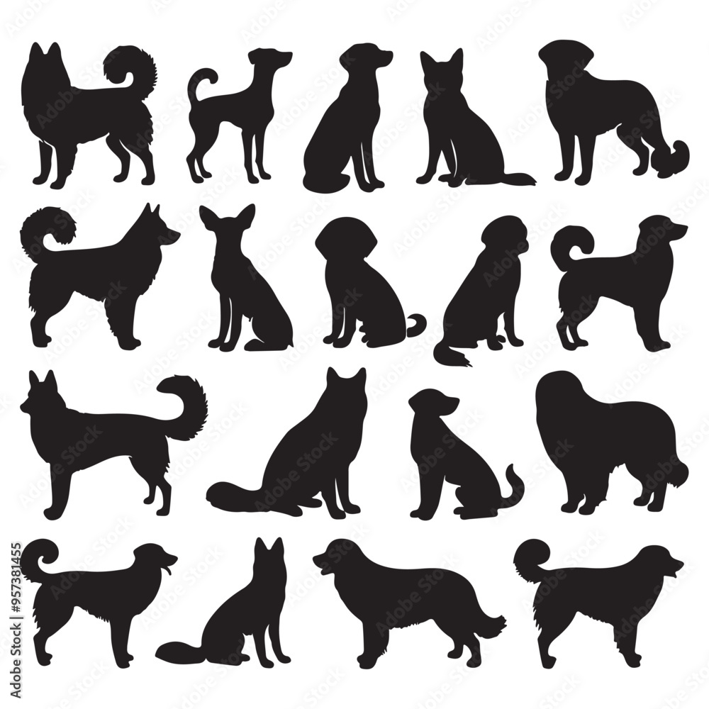 Vector silhouette of a dog on a white background. Vector silhouette of a dog on a white background.