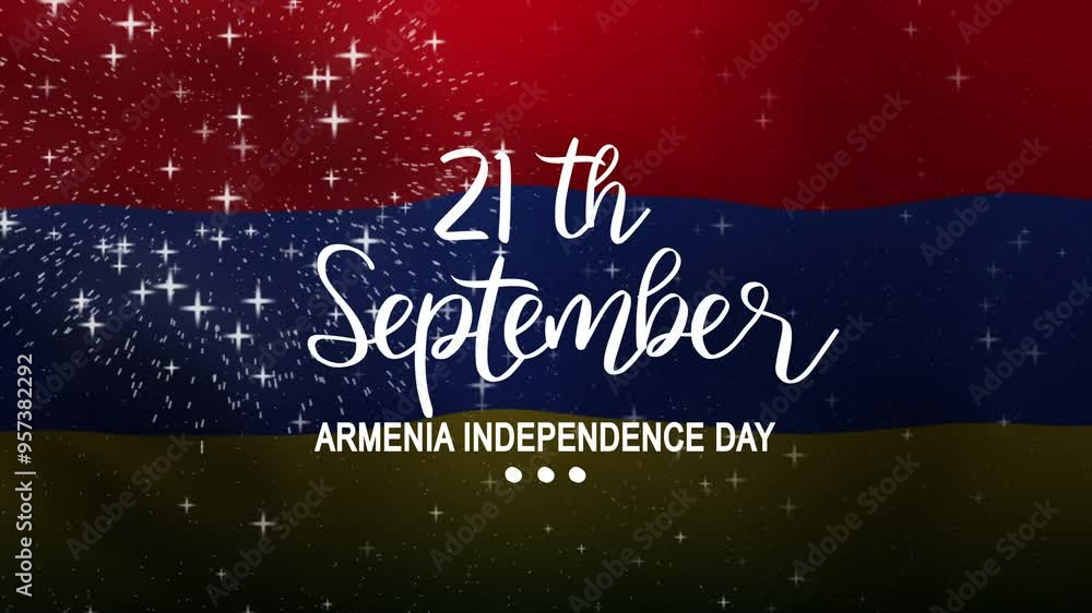 Armenia Independence Day Text Animation with waving flag background. Celebrate Armenia Independence Day on 21th September. Great for celebrating Happy Armenia Independence Day. Armenia Independence Day Text Animation with waving flag background. Celebrate Armenia Independence Day on 21th September. Great for celebrating Happy Armenia Independence Day.