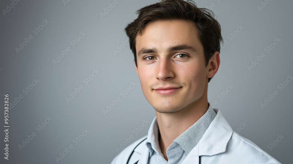 Confident Young Male Doctor in White Lab Coat - Professional Medical Portrait Confident Young Male Doctor in White Lab Coat - Professional Medical Portrait