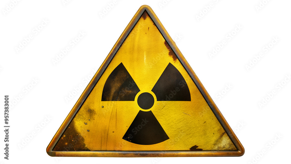 Warning Symbol for Radioactive Material Displayed on an Aged Yellow Background