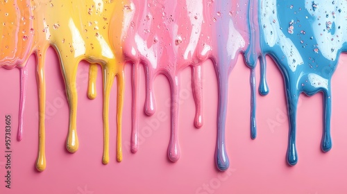 Vibrant Dripping Paint Effect Digital Banner with Whimsical Ink Splodge Design