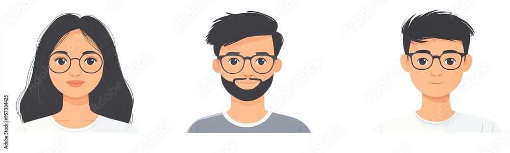 Simple Grey and White Avatar Images of Men, Women, Boys, and Girls Without Facial Features in Front View Simple Grey and White Avatar Images of Men, Women, Boys, and Girls Without Facial Features in Front View