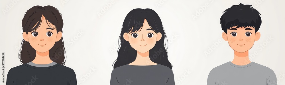 Simple Grey and White Avatar Images of Men, Women, Boys, and Girls Without Facial Features in Front View Simple Grey and White Avatar Images of Men, Women, Boys, and Girls Without Facial Features in Front View