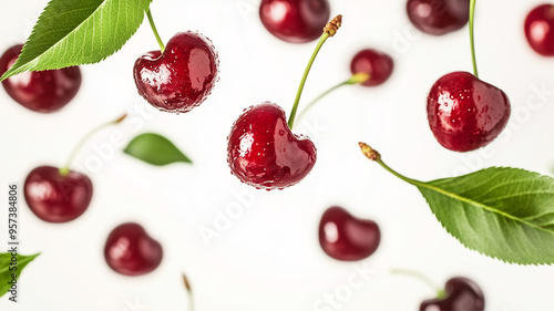cherries on a white background