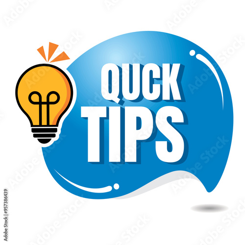 Tips logo cepat dengan bola lampu. Kiat cepat, trik bermanfaat, tooltip, petunjuk untuk situs web photo