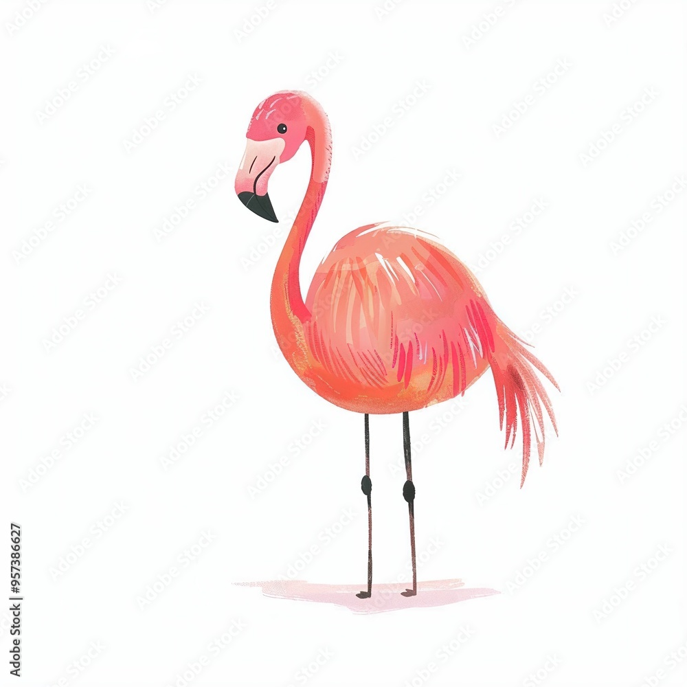 Fototapeta premium Flamingo Spirit animal cartoon isolated whitebackground 16:9