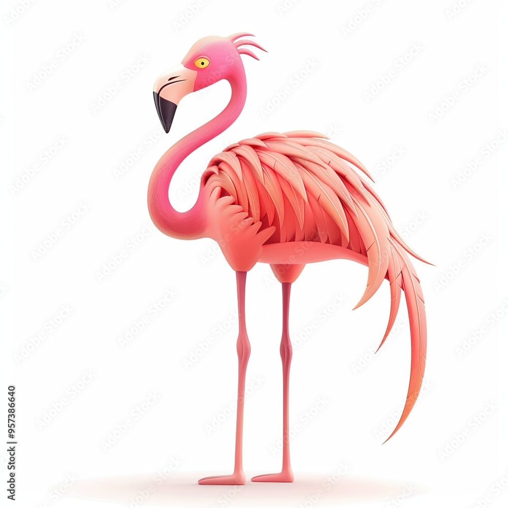 Obraz premium Flamingo Spirit animal cartoon isolated whitebackground 16:9