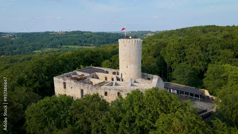 Lipowiec Castle in Babice, aerial shot Lipowiec Castle in Babice, aerial shot