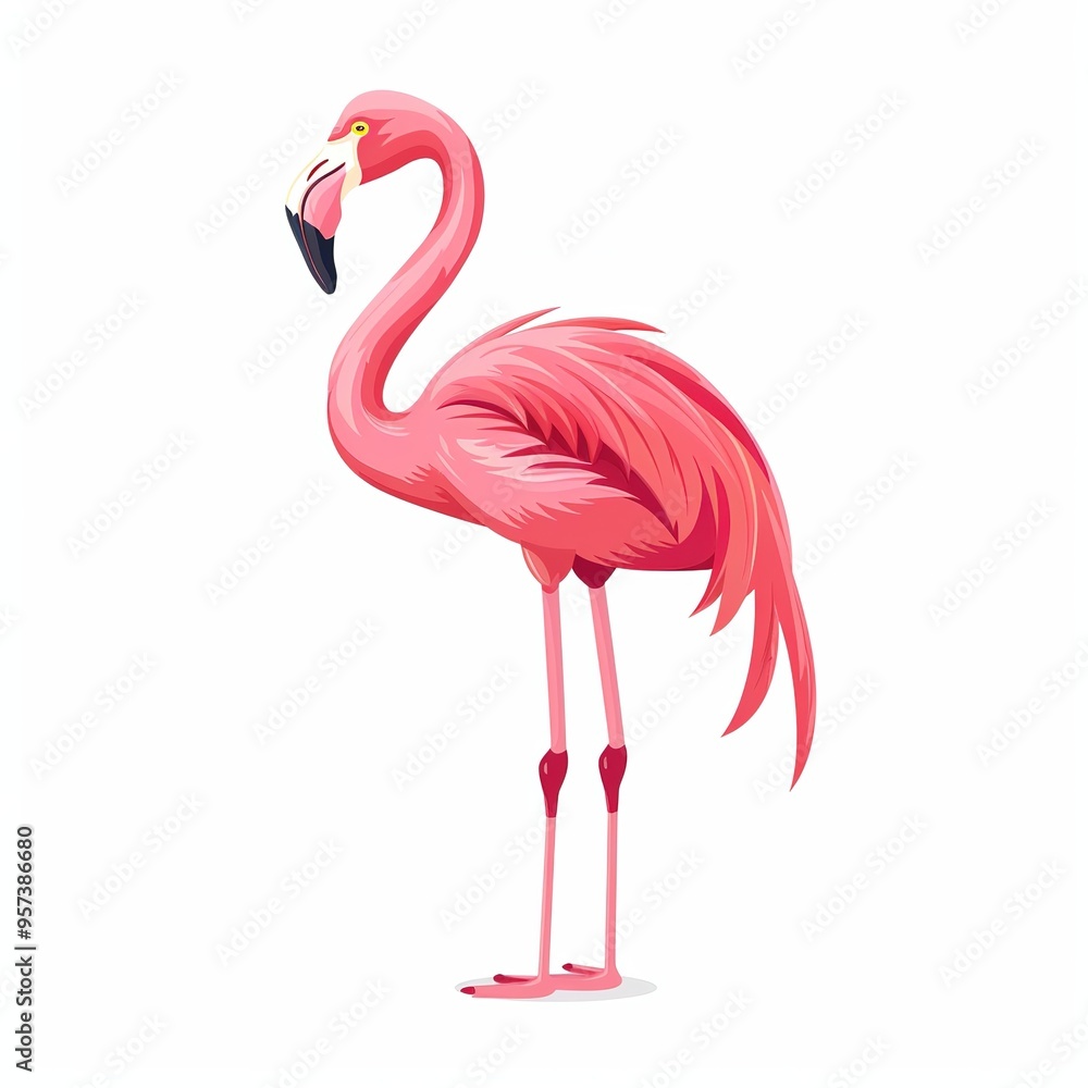 Fototapeta premium Flamingo Spirit animal cartoon isolated whitebackground 16:9